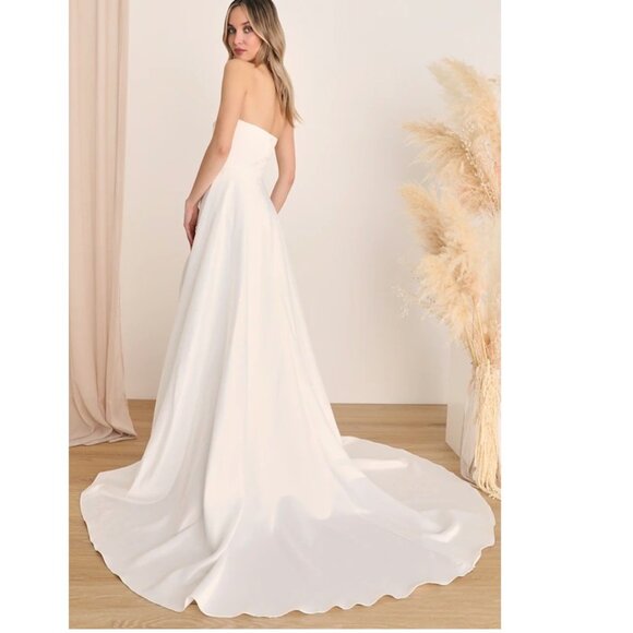 Lifetime of Love White Satin Strapless A-Line Gown Size 10 NWOT - Picture 4 of 9
